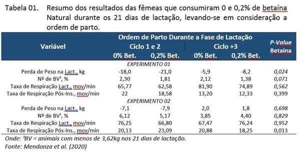 Desempenho de matrizes suínas em resposta à betaína natural alimentada durante a lactação e pós-desmame em meses de inverno e verão - Image 1