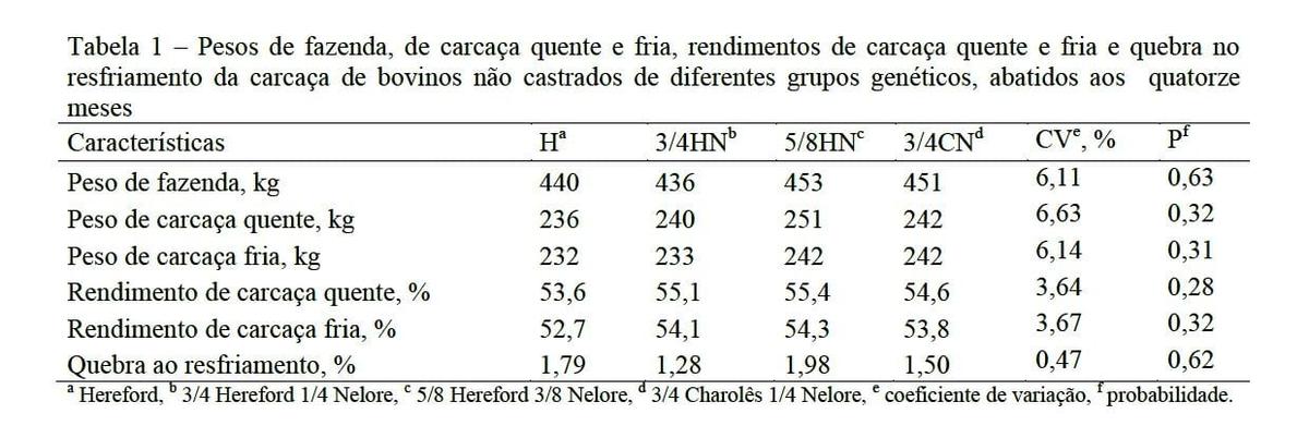 Características de carcaça e biometria testicular de machos bovinos superjovens não castrados de diferentes grupos genéticos - Image 1