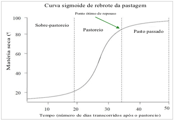 Figura 2: Curva sigmoide que expressa o rebrote do pasto, para as condições da Austrália. Fonte: Adaptado de Sounness (2004).