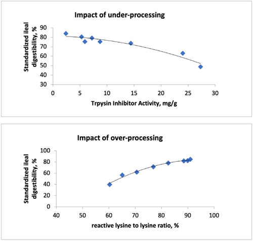 Figura 1: Impacto do sub e super processamento de soja integral na digestibilidade da lisina em frangos de corte