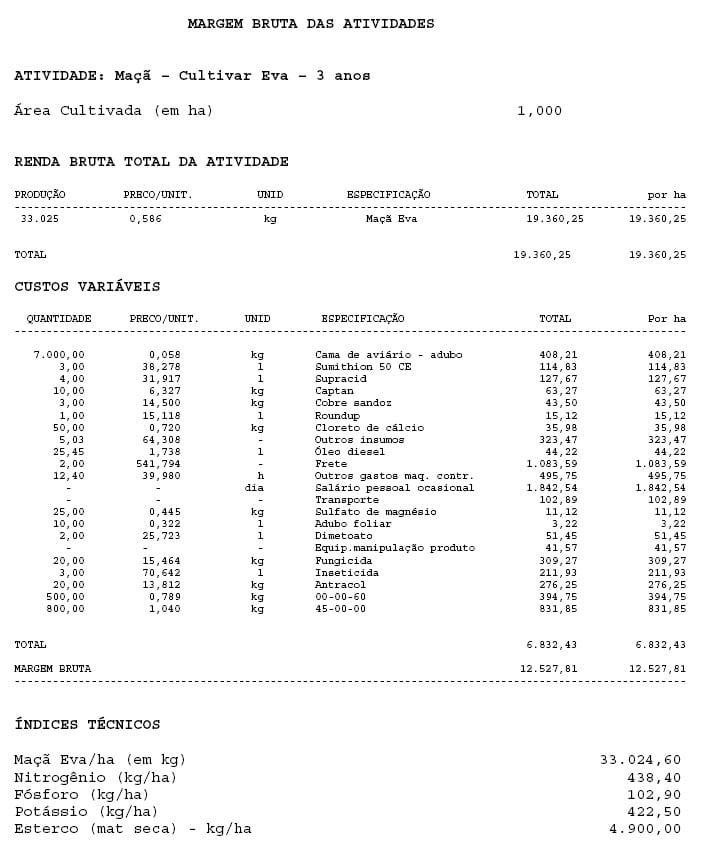 Análise Técnica e Econômica Comparativa de Sistemas de Produção de Leite e Atividades de Batata-Salsa e Maçã Cultivar Eva na Região de Canoinhas (UPR-4) - Image 31