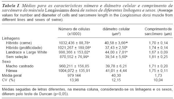 CARACTERÍSTICAS DAS FIBRAS MUSCULARES DO L. DORSI E QUALIDADE DA CARNE DE SUÍNOS DE QUATRO LINHAGENS - Image 1
